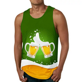 LUXUR Men's Muscle Shirts Oktoberfest Summer Tops Bavarian Traditional Tank Sleeveless Mens Casual Digital Print Lightweight German Men