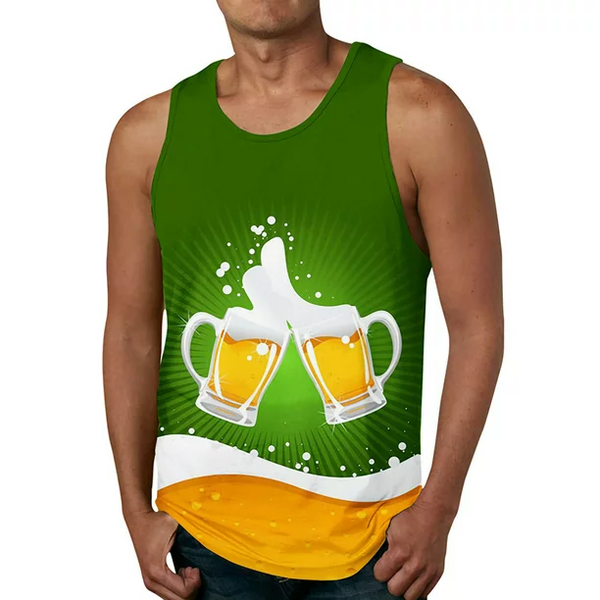 LUXUR Men's Muscle Shirts Oktoberfest Summer Tops Bavarian Traditional Tank Sleeveless Mens Casual Digital Print Lightweight German Men