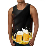 LUXUR Men's Muscle Shirts Oktoberfest Summer Tops Bavarian Traditional Tank Sleeveless Mens Casual Digital Print Lightweight German Men
