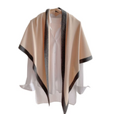 LUXUR Winter Warm Wraps Color Block Scarf Ladies Patchwork Cashmere Feel Long Shawl Outdoor Scarves