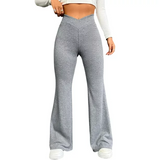 LUXUR Women High Rise Flare Pant Bell Bottom Wide Leg Pants Stretch Waist Long Trouser Jeggings