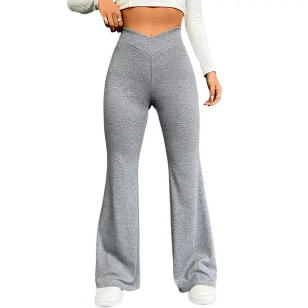 LUXUR Women High Rise Flare Pant Bell Bottom Wide Leg Pants Stretch Waist Long Trouser Jeggings
