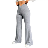 LUXUR Women High Rise Flare Pant Bell Bottom Wide Leg Pants Stretch Waist Long Trouser Jeggings