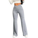 LUXUR Women High Rise Flare Pant Bell Bottom Wide Leg Pants Stretch Waist Long Trouser Jeggings