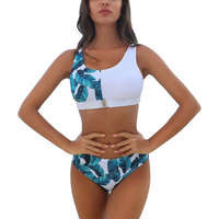 LUXUR Women High Waist Bikini Set Two Piece Swimwear Swimming Beachwear Bathing Suit Push Up Padded Backless