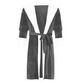 LUXUR Women Loungewear Fuzzy Plush Bathrobe Hooded Sleepwear Solid Color Sherpa Robes Loose Dressing Long Sleeve Robe