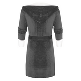 LUXUR Women Loungewear Fuzzy Plush Bathrobe Hooded Sleepwear Solid Color Sherpa Robes Loose Dressing Long Sleeve Robe