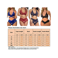 LUXUR Women Sexy Lingerie Set Two Piece Transparent Lace Bra and Panty Set Bralette Sleepwear for Valentine