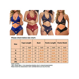 LUXUR Women Sexy Lingerie Set Two Piece Transparent Lace Bra and Panty Set Bralette Sleepwear for Valentine