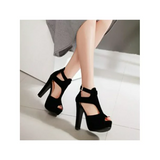 LUXUR Women Work Casual High Heels Sandals Fashionable Hollow Out Open Toe Pumps