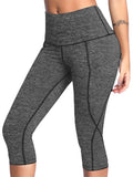 Frontwalk Women High Waist Capris Leggings Activewear Workout Running Cropped Pants with Pockets