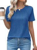 Sexy Dance Blouses for Women Short Sleeve Shirts Casual Dressy Summer Tops with Pleats