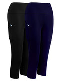 Frontwalk Women High Waist Capris Leggings Activewear Workout Running Cropped Pants with Pockets