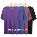 Sexy Dance Blouses for Women Short Sleeve Shirts Casual Dressy Summer Tops with Pleats