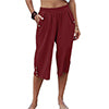 Women Yoga Capris Pants Button Straight Leg Loose Comfy Lounge Pants