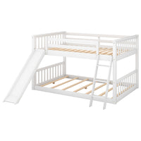 Gplesas Teens Adults Kids Heavy Duty Full Over Full Full-Length Guardrail No Box Spring Needed Bunk Beds Frame With Convertible Slide And Ladder Space-Saving