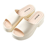 Ferndule Women's Wedge Platform Sandals Summer Slip On Beach Shoes