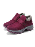 Womens Walking Shoes Winter Warm Fur Lining Ankle Boots Magic Tape Hiking Shoes