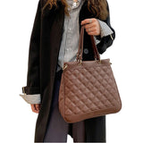 Women Diamond Quilted PU Leather Shoulder Bag Ladies Crossbody Bag Handbag Tote