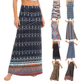 Women Boho Beach Skirt Elastic Waist Long Maxi Skirt Summer Casual Loose Skirts