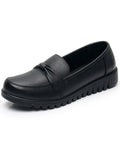 Ferndule Loafers for Women Slip On Leather Comfort Rubber Sole Flats Shoes