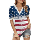 Lumento Women Sexy V Neck T Shirt Casual Summer Floral Print Tunic Tops Blouse