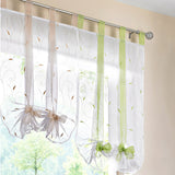 1pc Slot Top Rod Pocket Embroidery Floral Short Window Curtain Tie Up Voile Window Drape Sheer Cafe Tier Tulle Kitchen Scarf Bathroom Valance