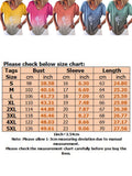 Women Summer Gradient Top V Neck Short Sleeve T Shirt Casual Dandelion Print Blouse Loose Pullover