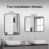 Brightify 24x36 Inch Rectangluar Black Metal Framed Bathroom Mirror for Wall