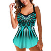 Women V Neck Tankini Swimdress Tummy Control Beachwear Swimsuit Floral Printed Swimwear Bathing Suits With Boyshorts