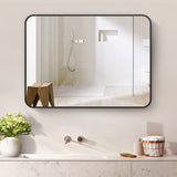Brightify 24x36 Inch Rectangluar Black Metal Framed Bathroom Mirror for Wall