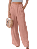 Wide Leg Pants for Women Casual Elastic High Waist Smocked Palazzo Lounge Pants