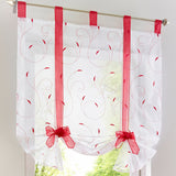 1pc Slot Top Rod Pocket Embroidery Floral Short Window Curtain Tie Up Voile Window Drape Sheer Cafe Tier Tulle Kitchen Scarf Bathroom Valance
