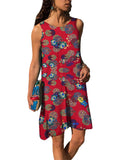 Women Summer Print Tank Dress Fashion Sleeveless Casual Loose Crew Neck Dress Beach Holiday Swing Sundress