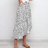 Womens High Waist Polka Dot Pleated Skirt Midi Swing Skirt