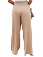 Womens Loose Fit Casual Pants Elastic Waist Yoga Summer Beach Pants with Pockets