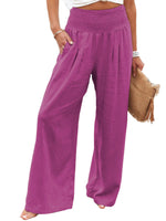 Women Pants Cotton Linen Casual Loose Harem Pant Summer Beach Palazzo Pants with Pockets