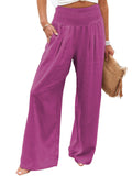 Women Pants Cotton Linen Casual Loose Harem Pant Summer Beach Palazzo Pants with Pockets