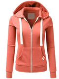 Frontwalk Full Zip Hooded Sweatshirt Top for Women Casual Long Sleeve Zip Up Hoodies Jacket Autumn Winter Pocket Outwear