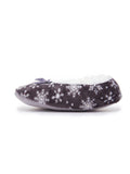 Women Snowflake Print Slip On Flat Cotton Slippers Sock Shoes Soft Round Toe Comfy House Shoes with Grips Sole