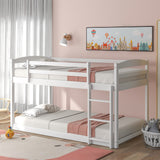 CUH Low Bunk Bed for Kids Bedroom, Twin over Twin Bed,Floor Bunk Bed Frame with Safety Rail, Ladder,Beds Mattress Foundation for Boys Girls, No Box Spring Needed