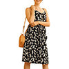 Women Backless Spaghetti Strap Dress Floral Print Pocket Summer Sexy Beach Dress