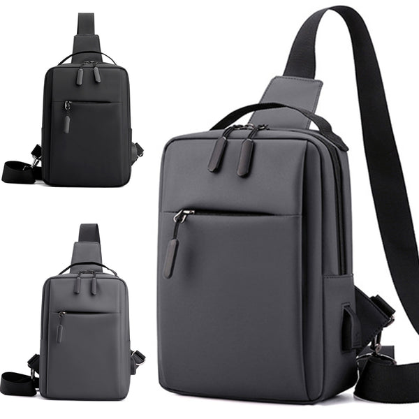 USB Charging Port Waterproof Chest Pack Backpack Men Fashion Shoulder Sling Bag Large Capacity Travel Outdoor Crossbody Daypack