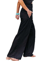 Women Pants Cotton Linen Casual Loose Harem Pant Summer Beach Palazzo Pants with Pockets