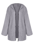 Frontwalk Womens Fuzzy Fleece Jacket Sherpa Winter Zip Up Hoodie Coat Outerwear Solid Open Front Hooded Cardigans with Pocket