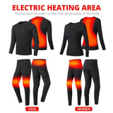 Ploreser Heated Underwear Shirt with Pants Washable USB Charging Electric Thermal Heating Insulated Clothes with 3 Level Temperature Setting Cold-Proof Underwear Men/Women Outdoor Winter Heating