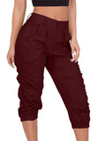 Women Zipper Bottoms Boho Solid Color Trousers Beach Pants Harem Loungewear