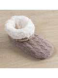 Women Fur Lined Knitted High Top Cotton Soft Shoes Slip On Comfortable Cotton Slippers