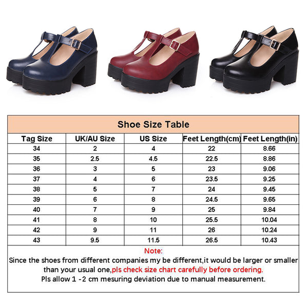 Women's Mary Jane School Shoes Height Increasing Block Heels Ankle Strap Pumps