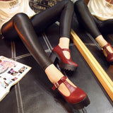 Women's Mary Jane School Shoes Height Increasing Block Heels Ankle Strap Loafers